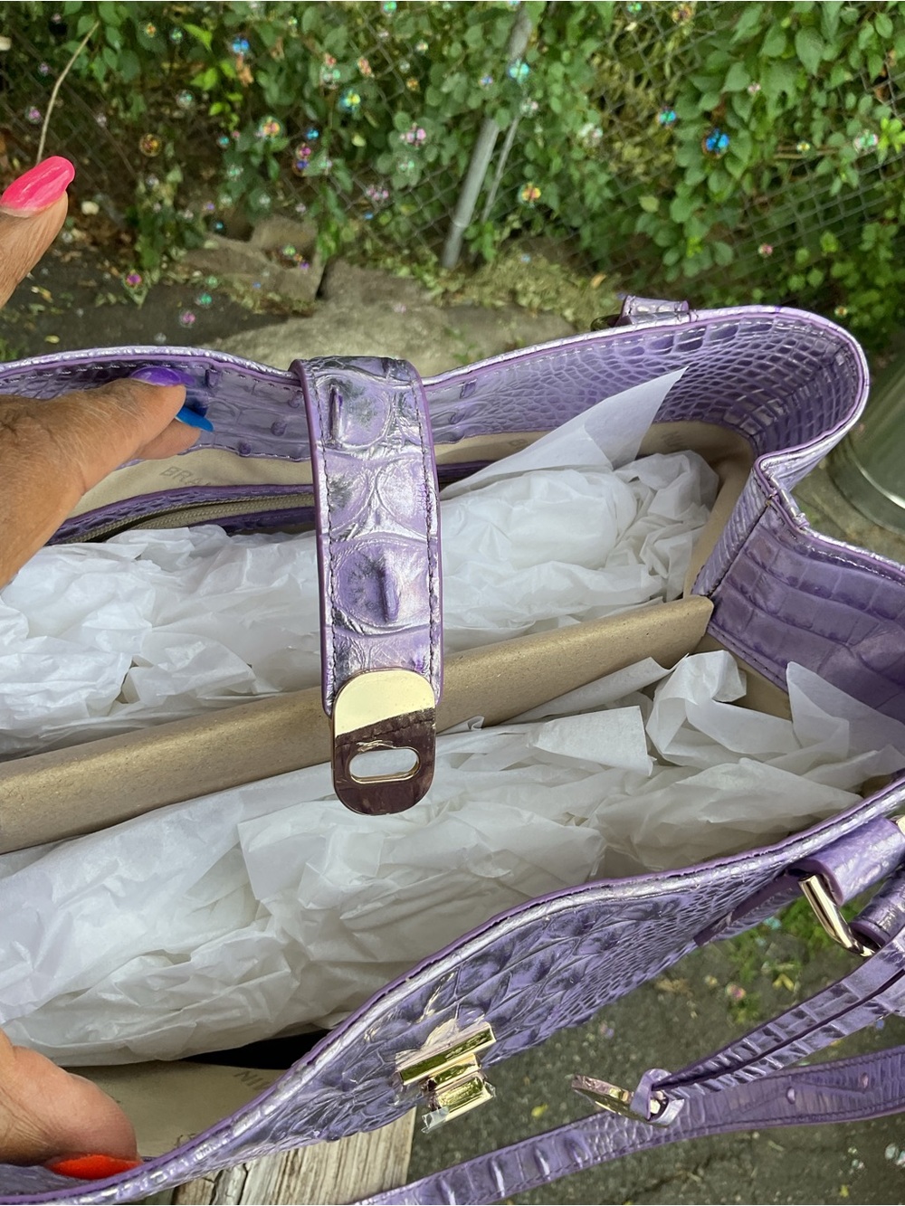 Brahmin Fiora SAMPLE Sheer Lavender Genuine Leather Shoulder Bag NWT - Picture 12 of 17